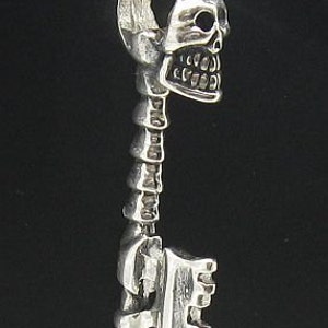 PE000609  Sterling silver pendant  solid 925 Skull Key Biker