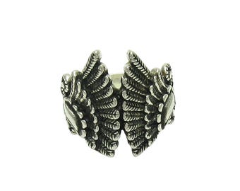 Detailed Sterling Silver Ring Angel Wings Solid Hallmarked 925 Nickel Free