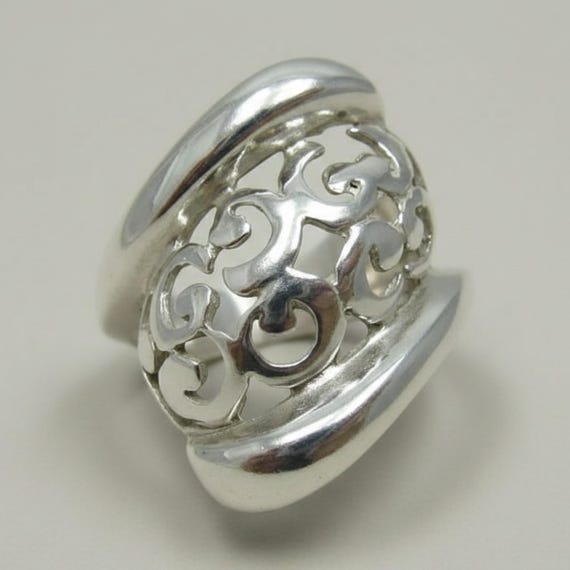 Sterling Silver Scrollwork Ring, Openwork Jewelry