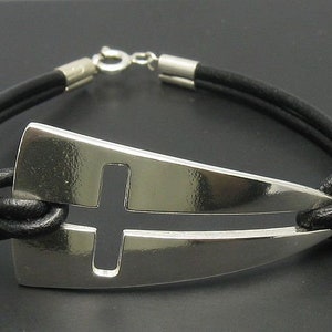 925 Silber Armband 925 NATURLEDER KREUZ B000043 Bild 1