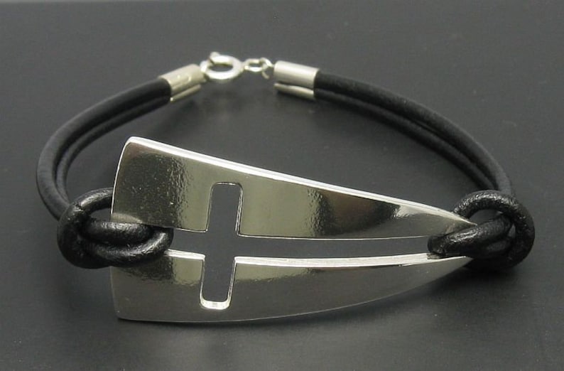 925 Silber Armband 925 NATURLEDER KREUZ B000043 Bild 1