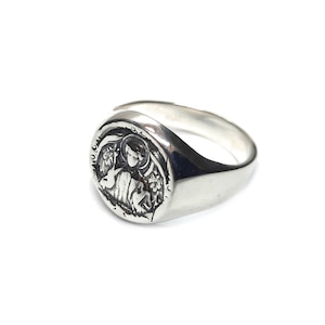 Sterling Silver Signet Ring Archangel Michael Solid Hallmarked 925 Comfort Fit