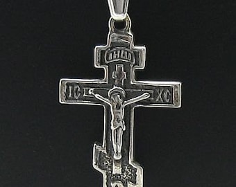 PE000225 Sterling silver pendant  925 cross orthodox quality solid