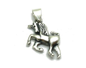 PE001247 Sterling silver pendant solid 925 charm Unicorn
