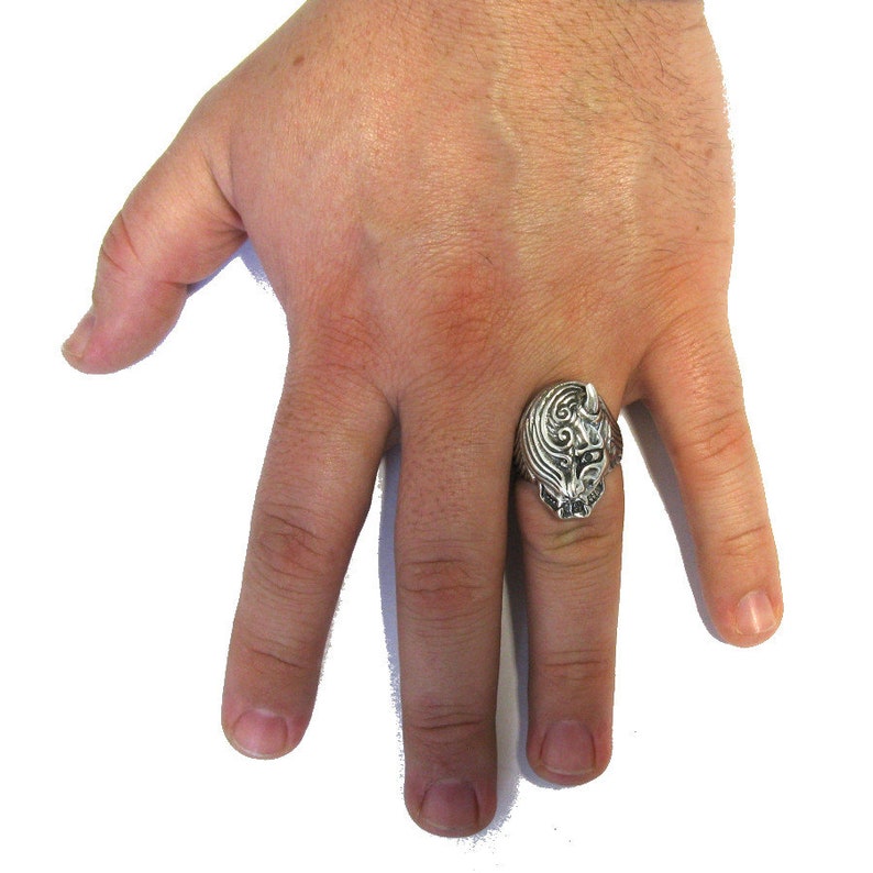 R001542 Sterling Silver Biker Ring Solid 925 Daemo Etsy