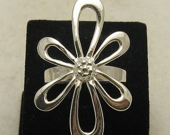 R000907 Sterling Silver  Ring Solid 925 Big Flower