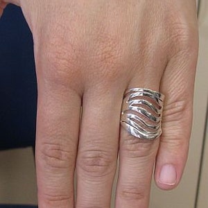 R000915 STERLING SILVER Ring Solid 925 Wave image 4