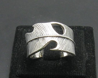 Sterling Silver Ring Feather Solid Genuine Stamped 925