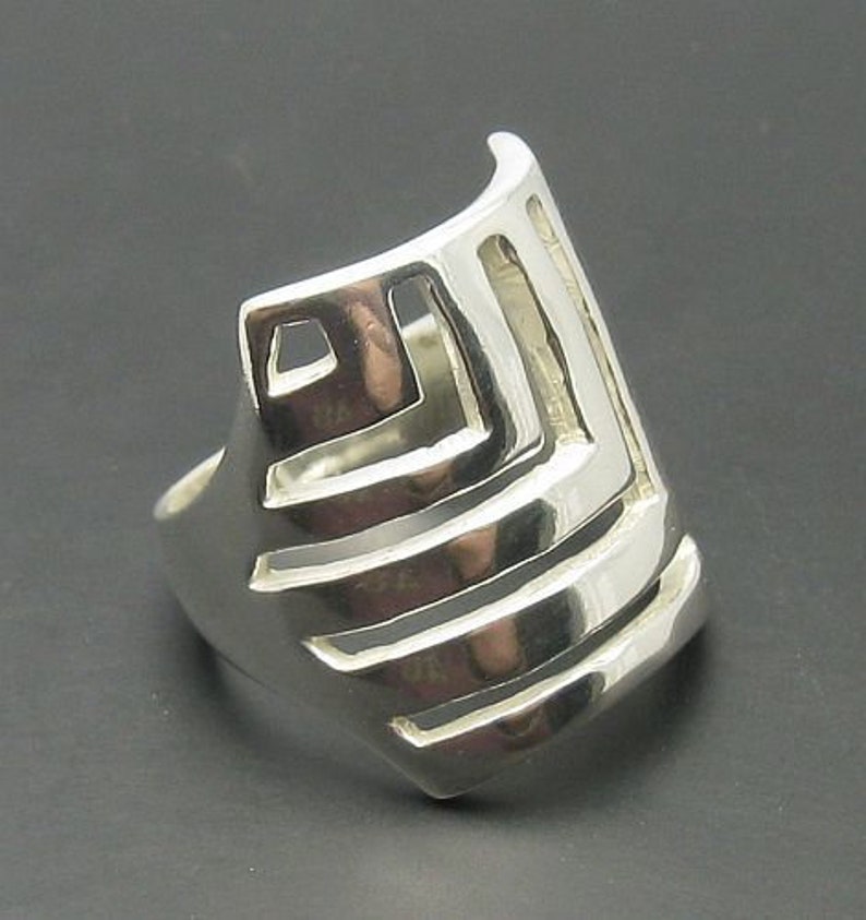R000336 Stylish STERLING SILVER Ring Solid 925 image 2