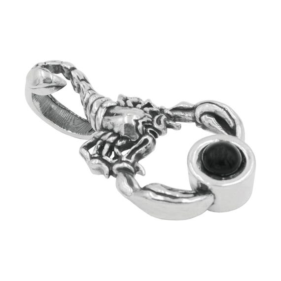 Sterling Silver Pendant Scorpion Black Onyx Solid Genuine Hallmarked 925 PE001413