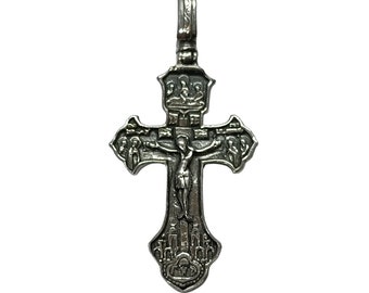 Pendentif en argent sterling 925 Croix orthodoxe Solide Véritable Poinçonné 925
