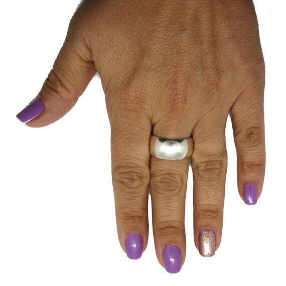 Anello Largo In Argento Sterling Massiccio Da 12 Mm, Finitura