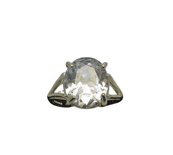 Bague En Argent Massif 925 - Modèle Ovale Ajouré Avec Zirconiums - Taille 60