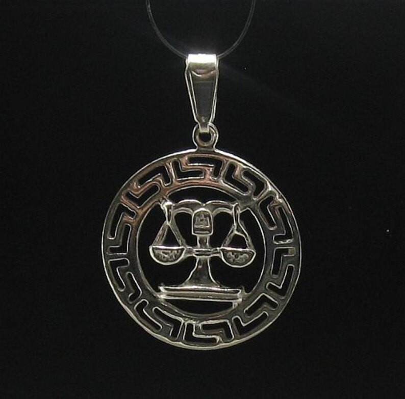 PE000250 Sterling Silver Pendant 925 Charm Zodiac Sign Libra Etsy
