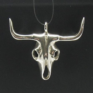 Sterling Silver Pendant Bull Skull Solid Stamped 925 Nickel Free image 2