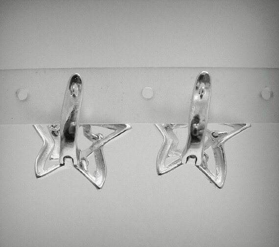 E000458 Sterling Silver Earrings 925 Stars - Etsy
