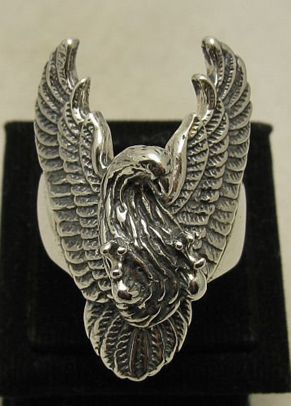 moto MOTO ヴィンテージ　リング R001002 STERLING SILVER Ring 925 Big Eagle Biker - Etsy