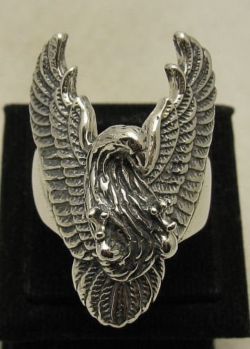 R001002 STERLING SILVER Ring 925 Big Eagle Biker - Etsy