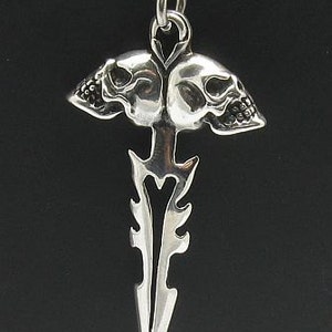 PE000406 Ciondolo in argento sterling 925 teschi spada motociclista