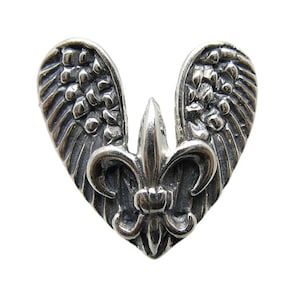 Sterlingzilveren ring Fleur de Lys en engelenvleugels massief gestempeld 925 nikkelvrij