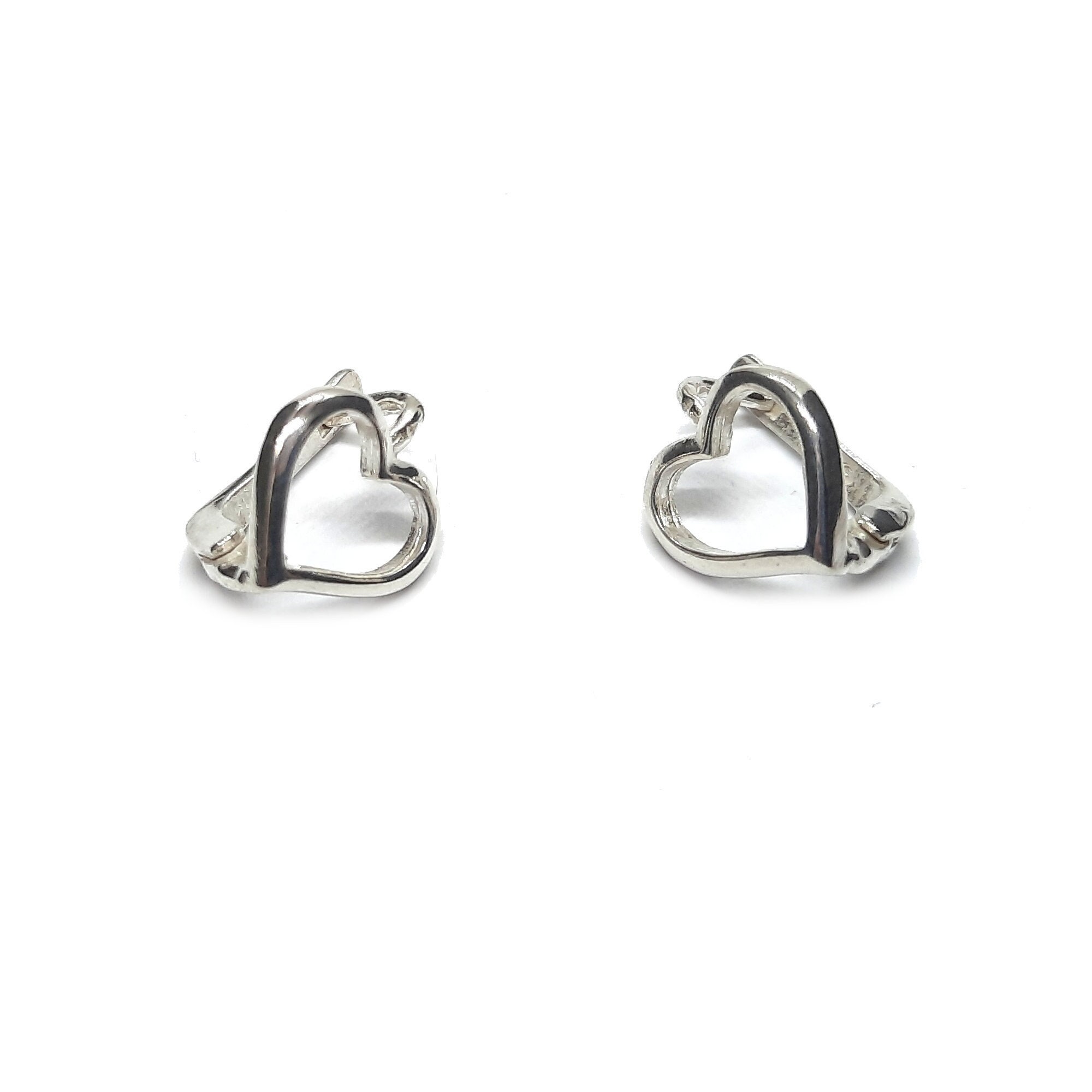 [HAESOOL] 925Silver☆Mini heart one-touch Earrings Small Heart Stud Earrings for Women or Men / 925 Sterling