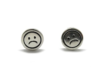 Sad face earrings deals