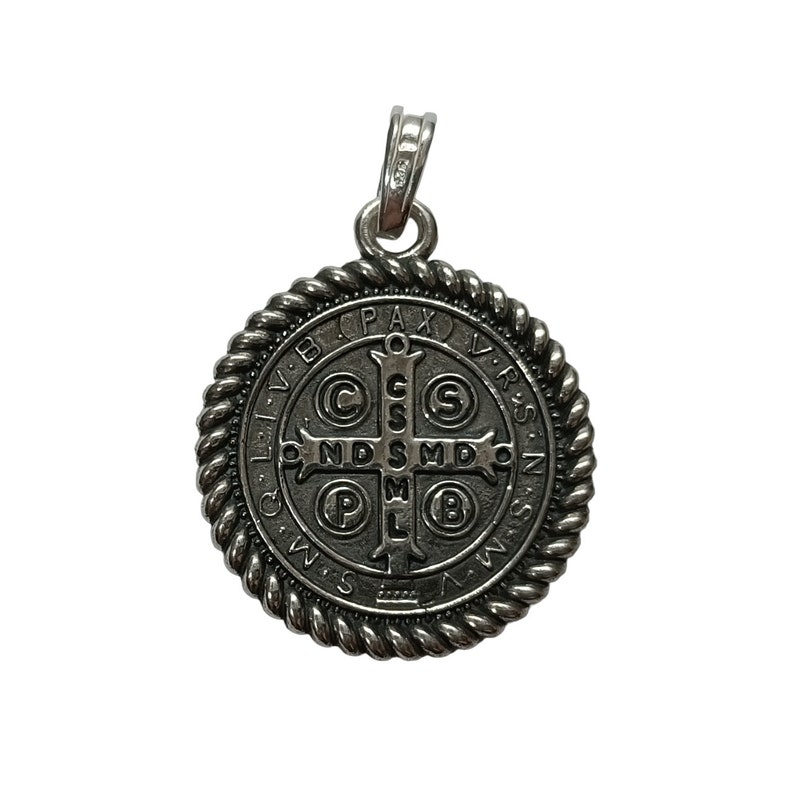 Sterling Silver Pendant Saint Benedict Solid Hallmarked 925 image 2