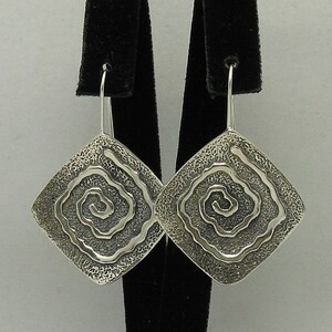Sterling Silver Earrings Spirals On Hook Solid Genuine Hallmarked 925 Nickel Free