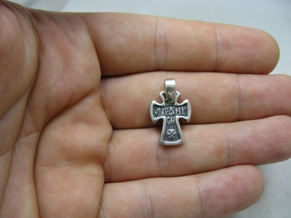 925正教会の十字架の刻印入りスターリングシルバーペンダント - Etsy 日本