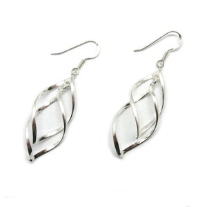 E000754 Long Danling Sterling Silver Earrings Solid 925