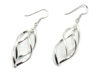 E000754 Long Danling Sterling Silver Earrings Solid 925