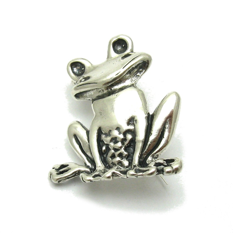 A000064 Broche Argent Massif 925 grenouille image 1