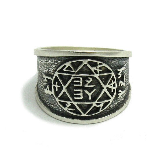 Sterling Silver Ring Solid Hallmarked 925 Hexagram Seal of Solomon