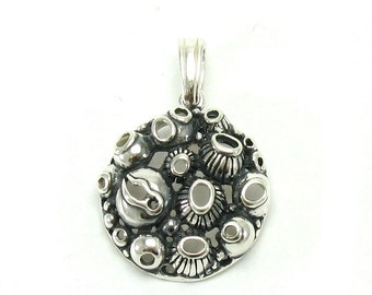 Pendentif Vintage Années 70 En Argent 925 Massif - Design Scandinave Abstrait