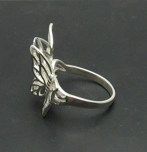 Handmade Sterling Silver 925 Butterfly Flower Ring - Solid Silver, Nickel-Free, Statement Ring 1 thumbnail image