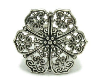 R001434 STERLING SILVER Ring Solid 925 Flower