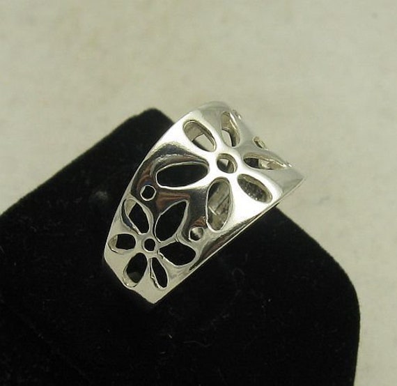 Anillo de plata esterlina sólida 925 Flor r001490