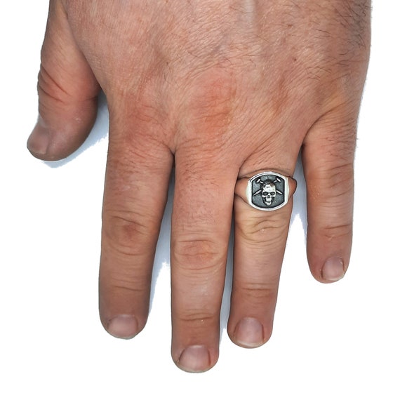 Sterling Silver Signet Ring Skull Solid Genuine Stamped 925