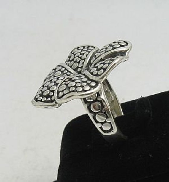 Anello Originale Argento Sterling Contrassegnato Fiore Solido 925