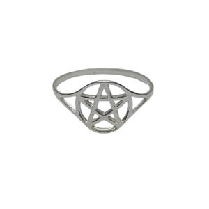 Light Sterling Silver Pentagram Ring Gothic Wiccan Pagan Jewelry Hallmarked 925