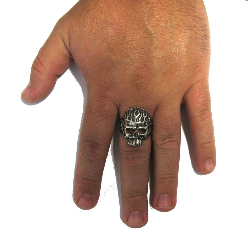 R001603 STERLING SILVER Large Skull Ring Solid925 image 4