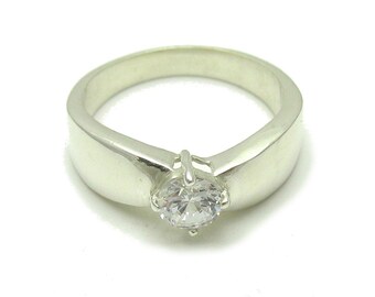 R000135 STERLING SILVER Ring Solid 925 Zirconia CZ