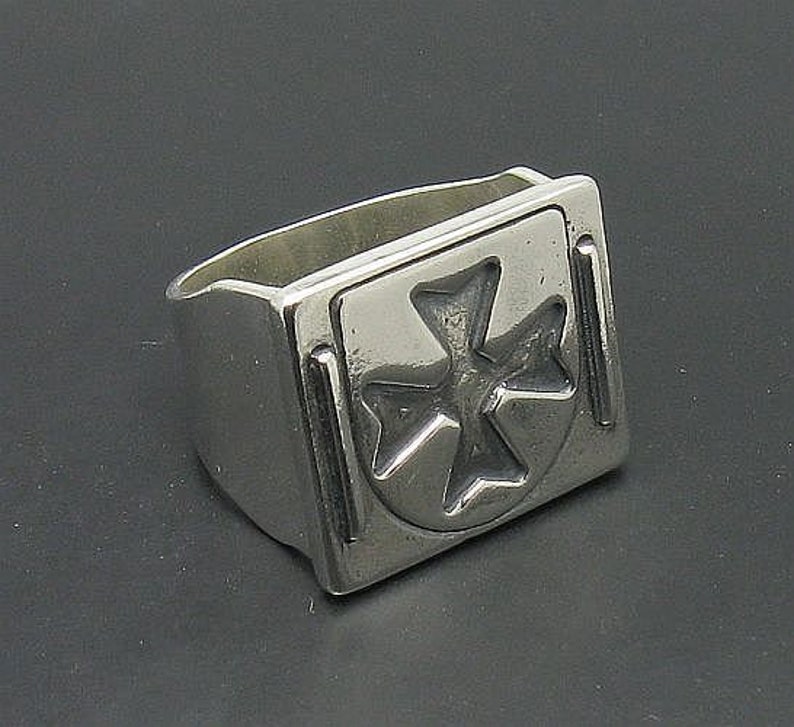 Big Sterling Silver Men Ring Cross Solid Genuine Stamped 925 image 3