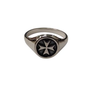 ANELLO croce malta acciaio misura 15 trendy ring skull cavalieri templari