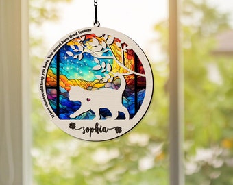 Cat Suncatcher Window Hangings | Handmade Custom Name Cat Decor| Pet Loss Gifts| Keepsake For Cat Lovers| Loss of Pet Sympathy Gift