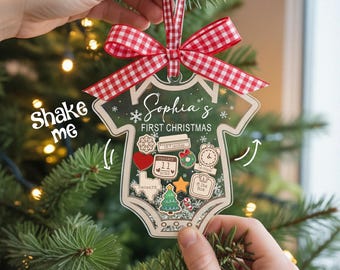 Adorno navideño personalizado para bebé, regalo para recién nacido, adorno navideño para bebé, regalo personalizado para recién nacido, adorno Shake Babies 4D 2025