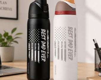 Best Dad Ever Personalized Water Bottle, Father's Day Gift for Dad, Father’s Day Gift for Dad Grandpa, Sports Owala Tumbler, patriotic gift