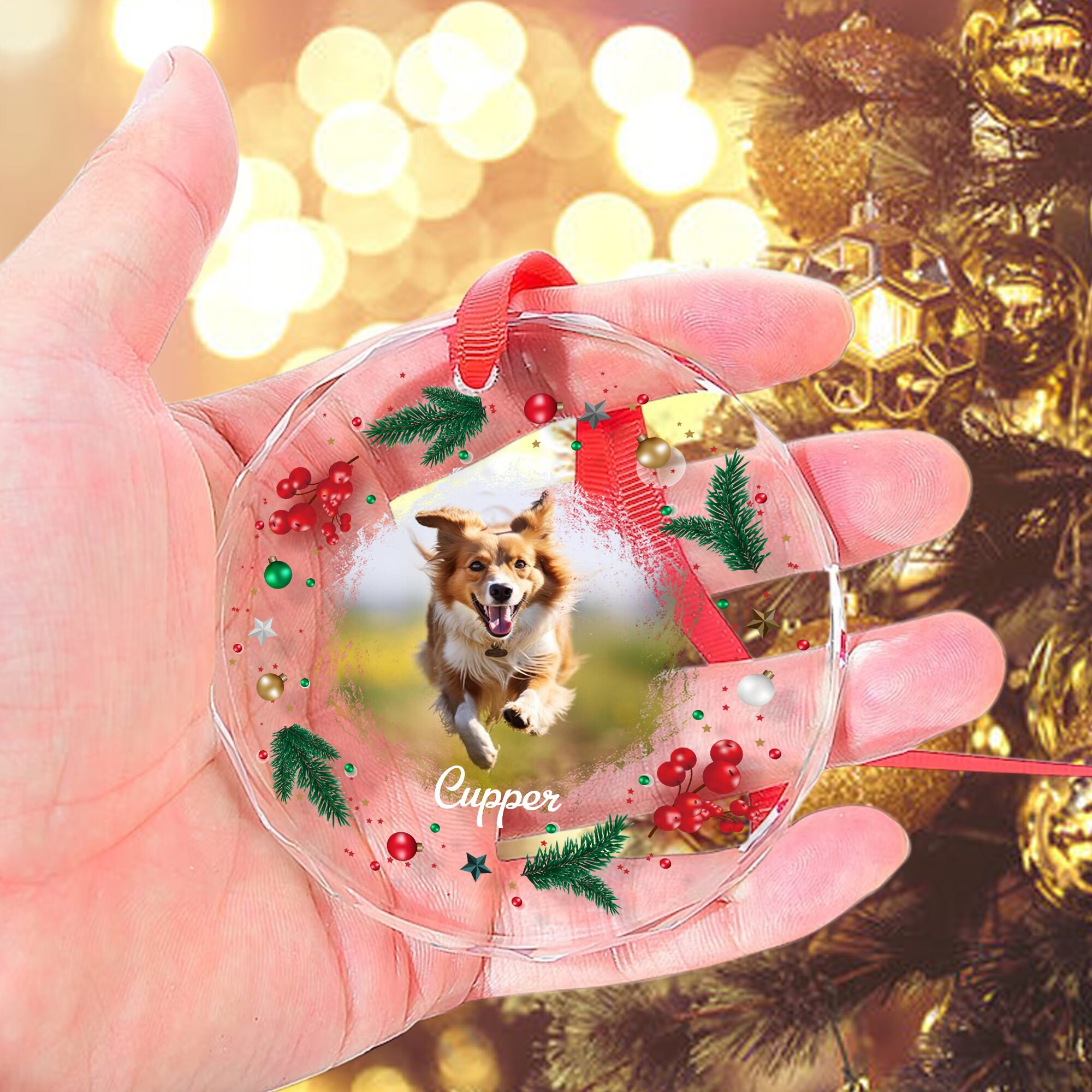 Personalized Pet Memorial Photo Ornament| Christmas Dog Memorial ...