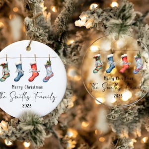 Personalized Family Socks Christmas Ornament,  Family Personalized Custom Ornament| Family of 2, 3, 4, 5, Stocking Stuffer, Family Keepsake