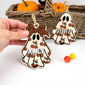 Custom Halloween Trick or Treat Bag Name Tag, Boo Basket Tag, Halloween Basket Tag, Halloween Ornament, Ghost Tag, Halloween Basket Decor